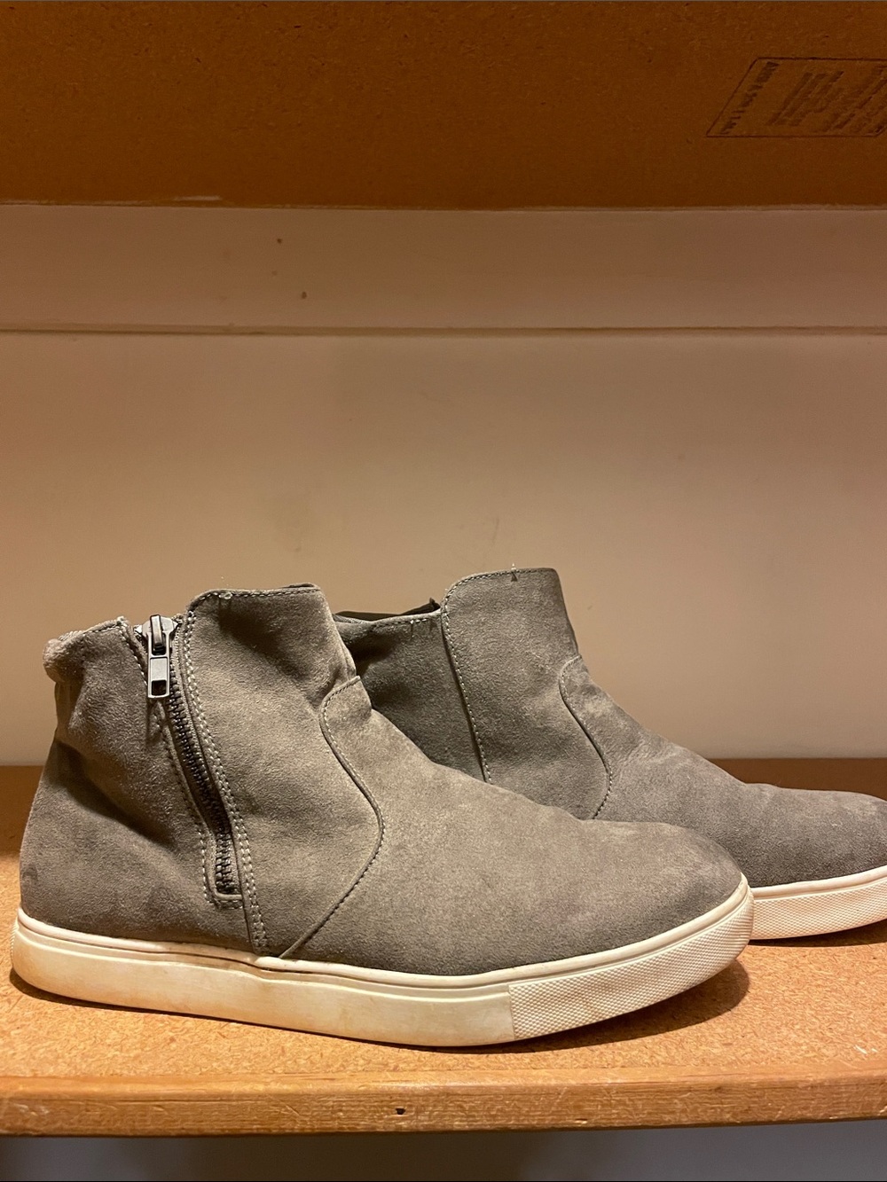 Izod Gray Suede Ankle Zip Booties
